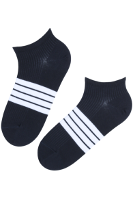 RICCO dark blue low-cot striped cotton socks | Sokisahtel