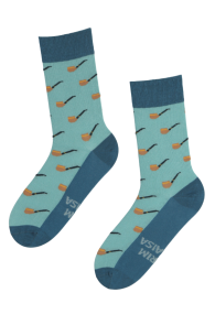 Хлопковые носки сине-бирюзового цвета с изображением трубок для любимых дедушек PARIM VANAISA (лучший дедушка) | Sokisahtel
