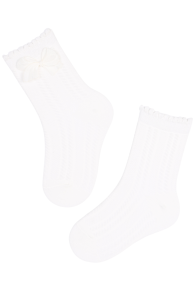 RIHANDRA white socks with a bow for kids | Sokisahtel