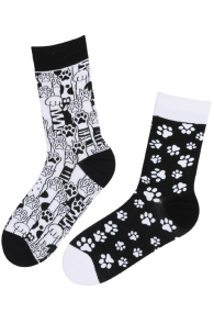 ROBERTO black-white socks with paw prints | Sokisahtel