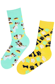 ROBERTO yellow and mint green socks with dogs | Sokisahtel