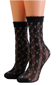 ROSITA sheer black socks with flowers | Sokisahtel