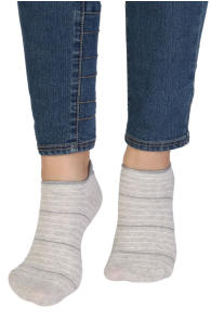 RUBY gray low-cut socks with stripes | Sokisahtel