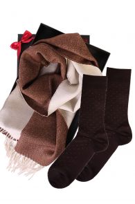 Alpaca wool two sided scarf and VEIKO socks gift box for men