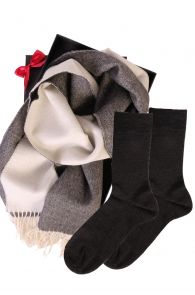 Alpakavillast kahepoolse salli ja HANS sokkidega kinkekarp meestele | Sokisahtel