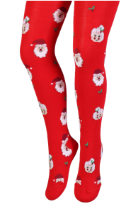 SANTA CLAUS red tights with Santas for kids | Sokisahtel
