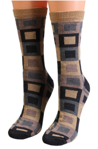 Sarah Borghi ARIELLE gold plaid sparkly socks | Sokisahtel