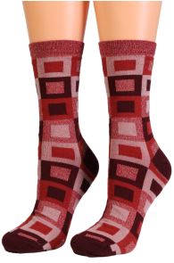 Sarah Borghi ARIELLE red plaid sparkly socks | Sokisahtel