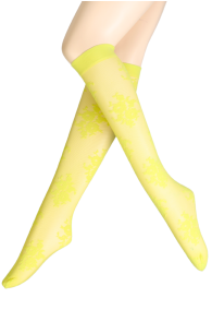 Sarah Borghi DENISE yellow sheer knee-highs | Sokisahtel