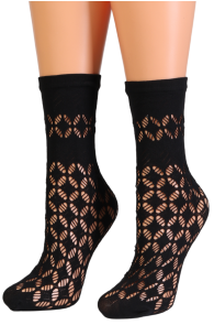 Элегантные сетчатые носки чёрного цвета с ромбовидным узором FANNI от Sarah Borghi | Sokisahtel