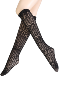 Sarah Borghi GIULIA black glittery knee-highs | Sokisahtel