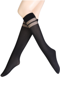 Sarah Borghi HELGA black sheer knee-highs | Sokisahtel