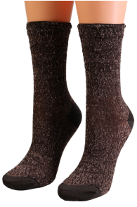 Фантазийные носки коричневого цвета с изящным узором и блеском LIZA от Sarah Borghi | Sokisahtel