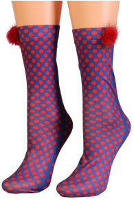 Фантазийные носки синего цвета в красную крапинку LOUISE от Sarah Borghi | Sokisahtel