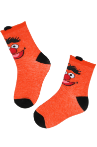 Хлопковые детские носки оранжевого цвета с мультяшным персонажем SASSO | Sokisahtel