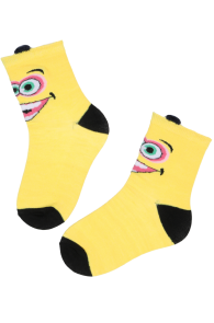 Хлопковые детские носки жёлтого цвета с мультяшным персонажем SASSO | Sokisahtel