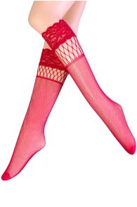 SAVANE pink knee-hjghs with lace | Sokisahtel