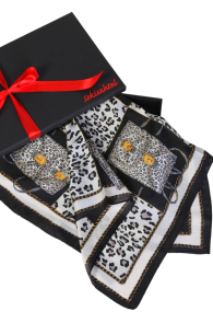 Шейный платок с элегантным леопардовым узором в чёрно-белых тонах SCARF | Sokisahtel