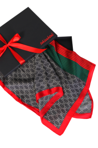 Шейный платок с элегантным геометрическим узором в красно-чёрных тонах SCARF | Sokisahtel