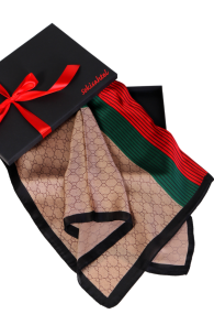 Шейный платок с элегантным геометрическим узором в коричневых тонах SCARF | Sokisahtel