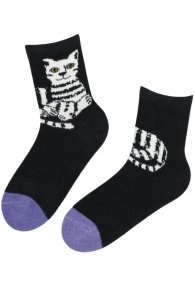 Оригинальные носки чёрного цвета с загадочным котом SETT | Sokisahtel