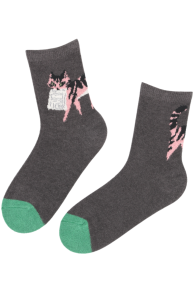 Оригинальные носки серого цвета с деловитой кошкой SETT | Sokisahtel