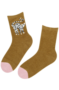 Оригинальные носки горчичного цвета с пятнистой кошкой SETT | Sokisahtel
