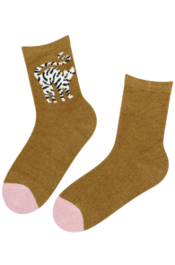 SETT mustard yellow warm socks with a cat | Sokisahtel