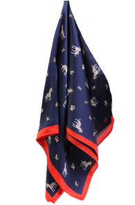 Шейный платок тёмно-синего цвета с шёлком и узором из разных пород собак SIENA | Sokisahtel