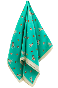 Шейный платок зелёного цвета с шёлком и узором из разных пород собак SIENA | Sokisahtel