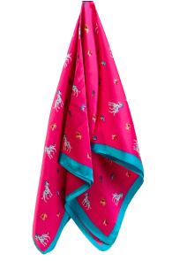 Шейный платок розового цвета с шёлком и узором из разных пород собак SIENA | Sokisahtel