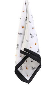 Шейный платок белого цвета с шёлком и узором из разных пород собак SIENA | Sokisahtel