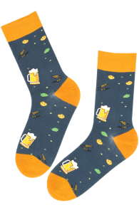 SILVER dark blue cotton beer lover socks | Sokisahtel