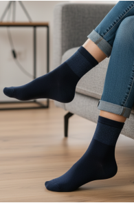 SILVER navy blue socks with silver thread | Sokisahtel