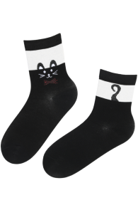 SIMBA black cotton socks with a cat | Sokisahtel