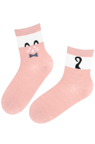 SIMBA pink cotton socks with a cat | Sokisahtel