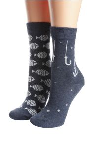 FISHER dark blue cotton socks for women | Sokisahtel