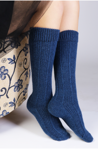 GAILI blue angora wool knee-highs for women | Sokisahtel