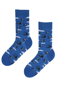 SKY blue socks with swallows