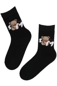 SMILE BEAR black cotton socks with a bear 
