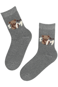 SMILE BEAR grey cotton socks with a bear 