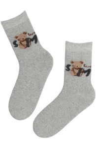 Хлопковые носки светло-серого цвета с очаровательными мишками SMILE BEAR | Sokisahtel