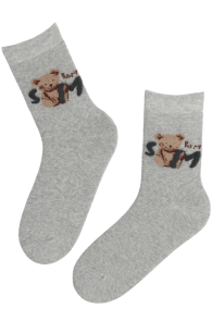 SMILE BEAR light grey cotton socks with a bear
