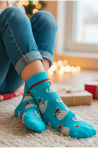 SNOWCAT sinised kassidega meriinovillased sokid lastele | Sokisahtel