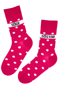 SÕGE SÕSTAR dark pink cotton socks | Sokisahtel