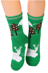Детские хлопковые носки зеленого цвета в рождественской тематике FUNNY MOOSE | Sokisahtel