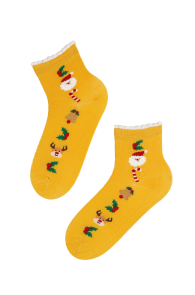 Хлопковые носки желтого цвета в рождественской тематике JINGLE (звон) | Sokisahtel