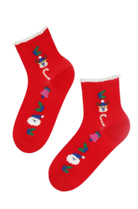 Хлопковые носки красного цвета в рождественской тематике JINGLE (звон) | Sokisahtel