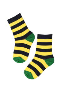 Детские хлопковые носки с полосатым узором черно-желтого цвета JOEL | Sokisahtel