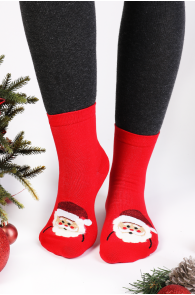 Женские хлопковые носки красного цвета в рождественской тематике с Дедом Морозом LISA | Sokisahtel
